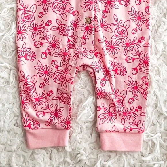 Cat & Jack Baby Girls Floral Romper, Pink, Size 0-3M - Picture 7 of 8
